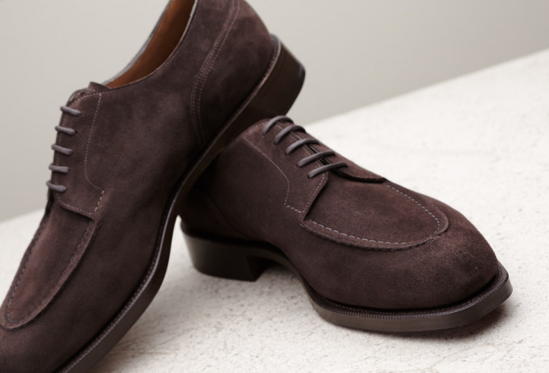 Edward Green Dover 606 Last — Espresso Suede With Tapered Double Leather Soles