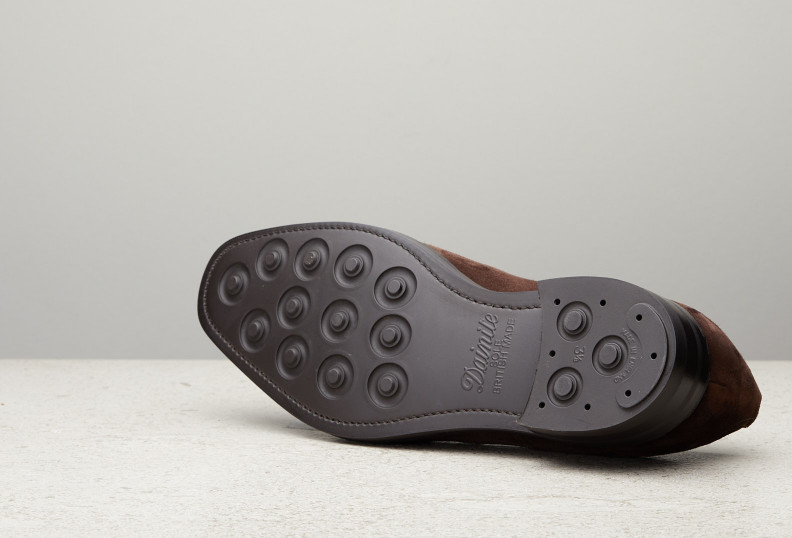 Edward Green Dover 606 Last — Mink Suede With Dainite Rubber Soles