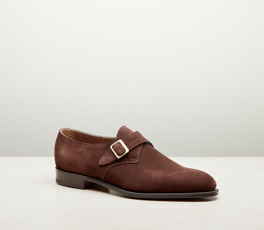 edward green Ealing 202 Last — mink suede with slim leather soles