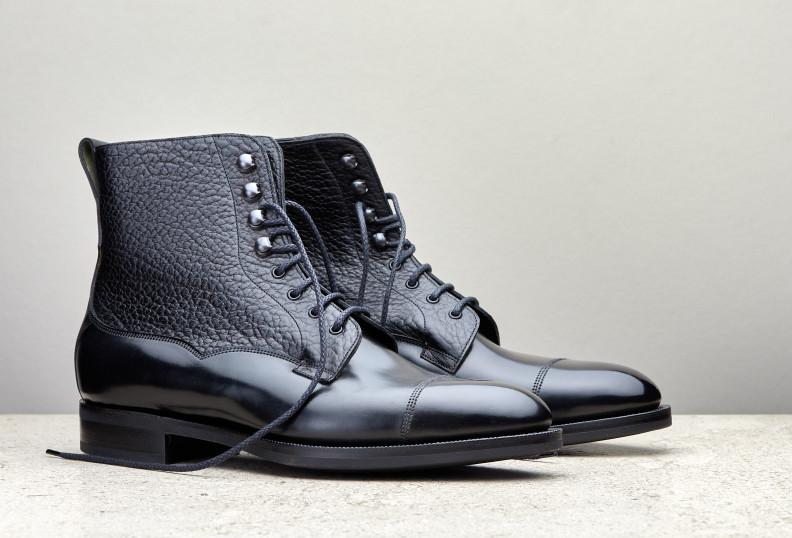 Edward Green Galway 82 Last — Black Cordovan & London Grain With Tapered Rubber Sole