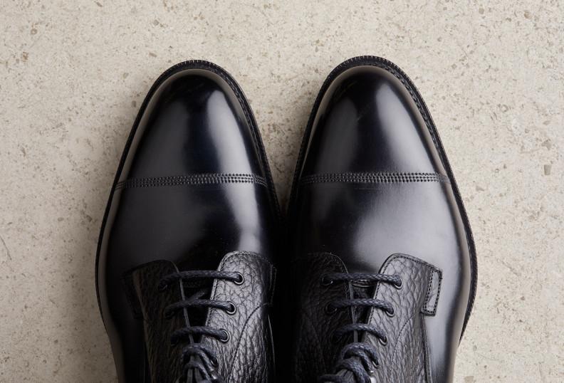 Edward Green Galway 82 Last — Black Cordovan & London Grain With Tapered Rubber Sole