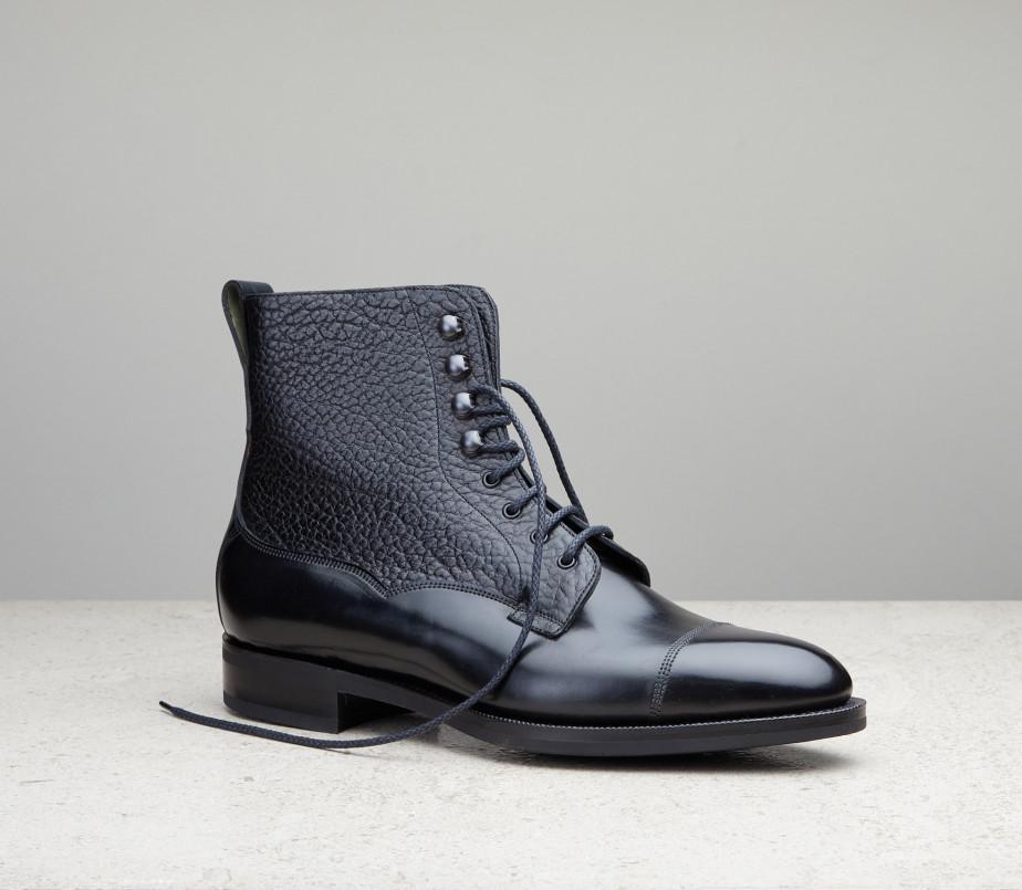 edward green Galway 82 Last — black cordovan & london grain with tapered rubber sole