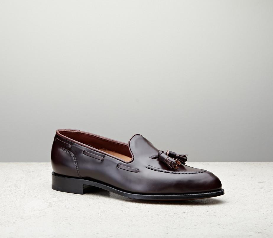 edward green Greenwich Unlined 184 Last — burgundy cordovan with slim leather soles