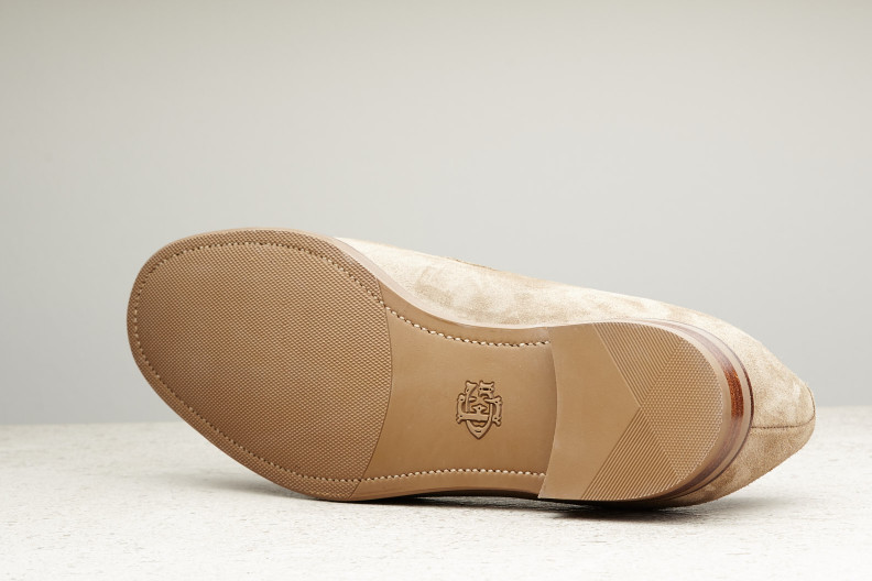 Edward Green Hampstead 137 Last — Mushroom Suede With Slim Rubber Soles