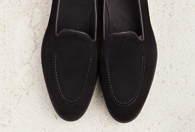 Edward Green Hampton 184 Last — Black Suede With Slim Leather Soles