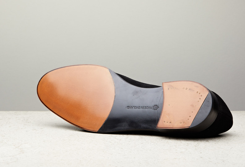 Edward Green Hampton 184 Last — Black Suede With Slim Leather Soles