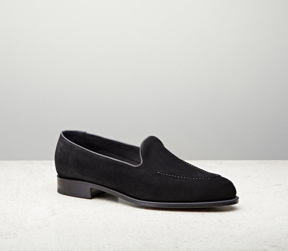 edward green Hampton 184 Last — black suede with slim leather soles