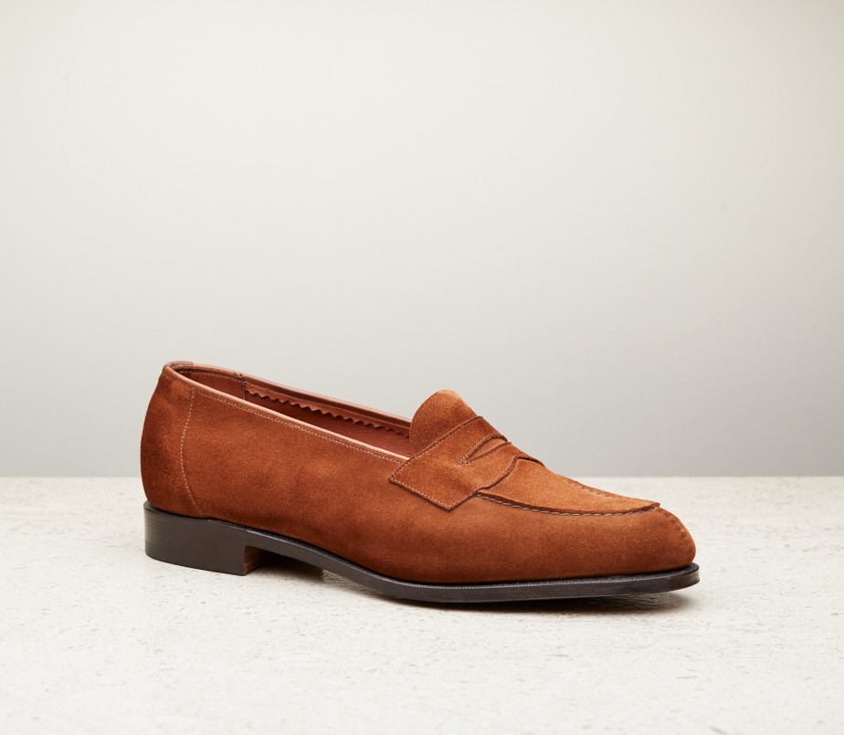 edward green Harrow 110 Last — snuff suede with slim leather soles