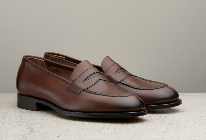 Edward Green Harrow 61 Last — Dark Oak Antique Calf With Slim Leather Soles