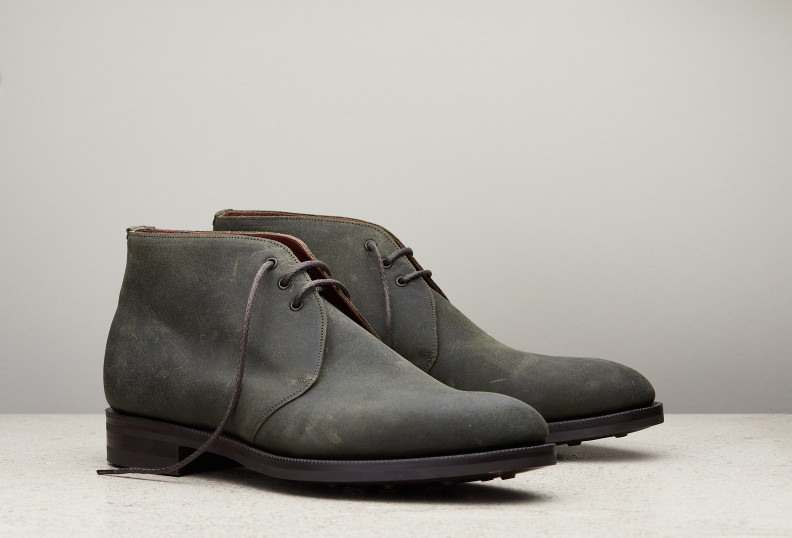 Edward Green Lanark 202 Last — Khaki Waxed Suede With Dainite Rubber Soles