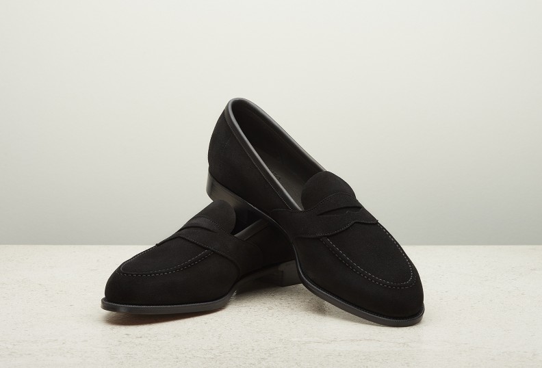 Edward Green Montpellier Unlined 184 Last — Black Suede With Slim Leather Soles