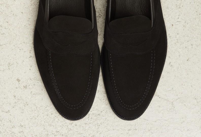 Edward Green Montpellier Unlined 184 Last — Black Suede With Slim Leather Soles