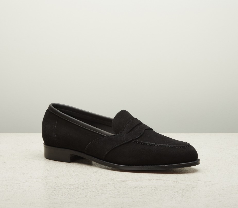 edward green Montpellier Unlined 184 Last — black suede with slim leather soles