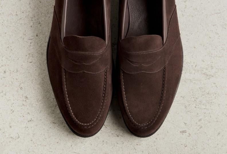 Edward Green Montpellier Unlined 184 Last — Mink Suede With Slim Leather Soles