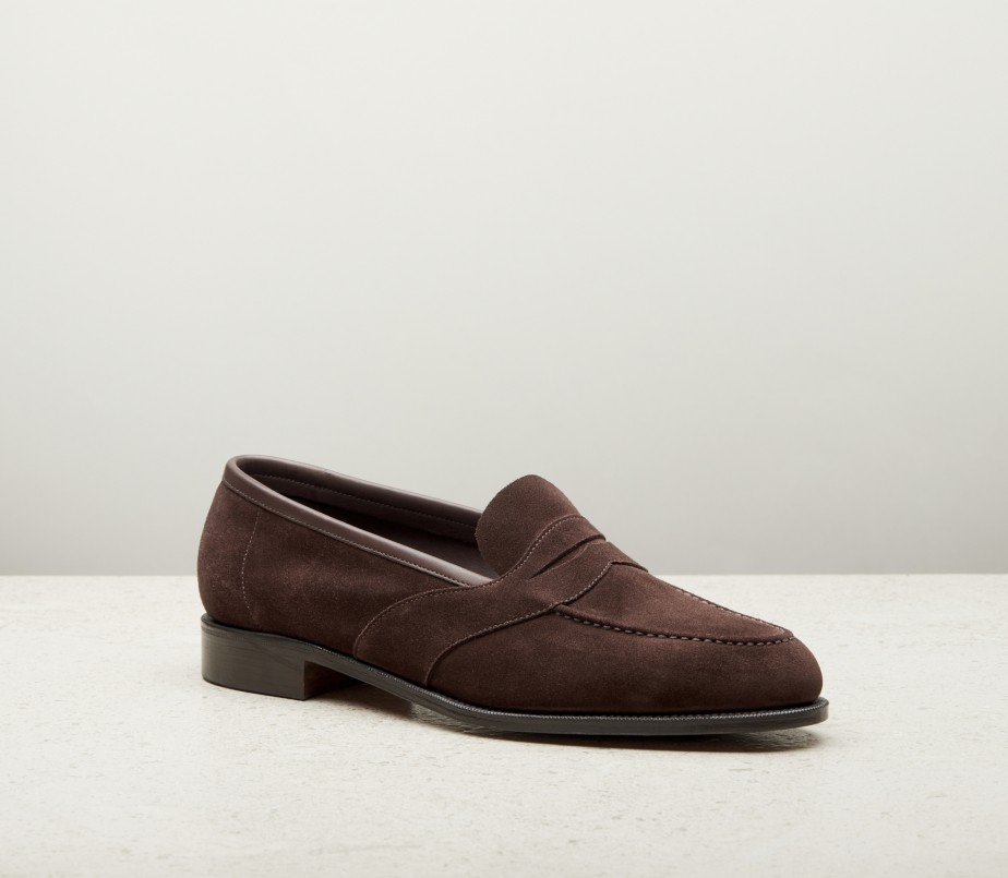 edward green Montpellier Unlined 184 Last — mink suede with slim leather soles