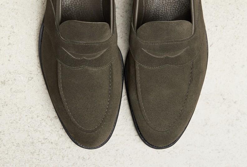 Edward Green Montpellier Unlined 184 Last — Moss Suede With Slim Leather Soles