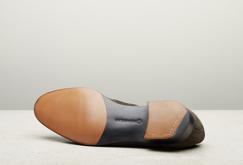 Edward Green Montpellier Unlined 184 Last — Moss Suede With Slim Leather Soles