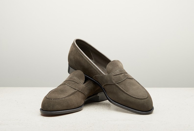Edward Green Montpellier Unlined 184 Last — Moss Suede With Slim Leather Soles