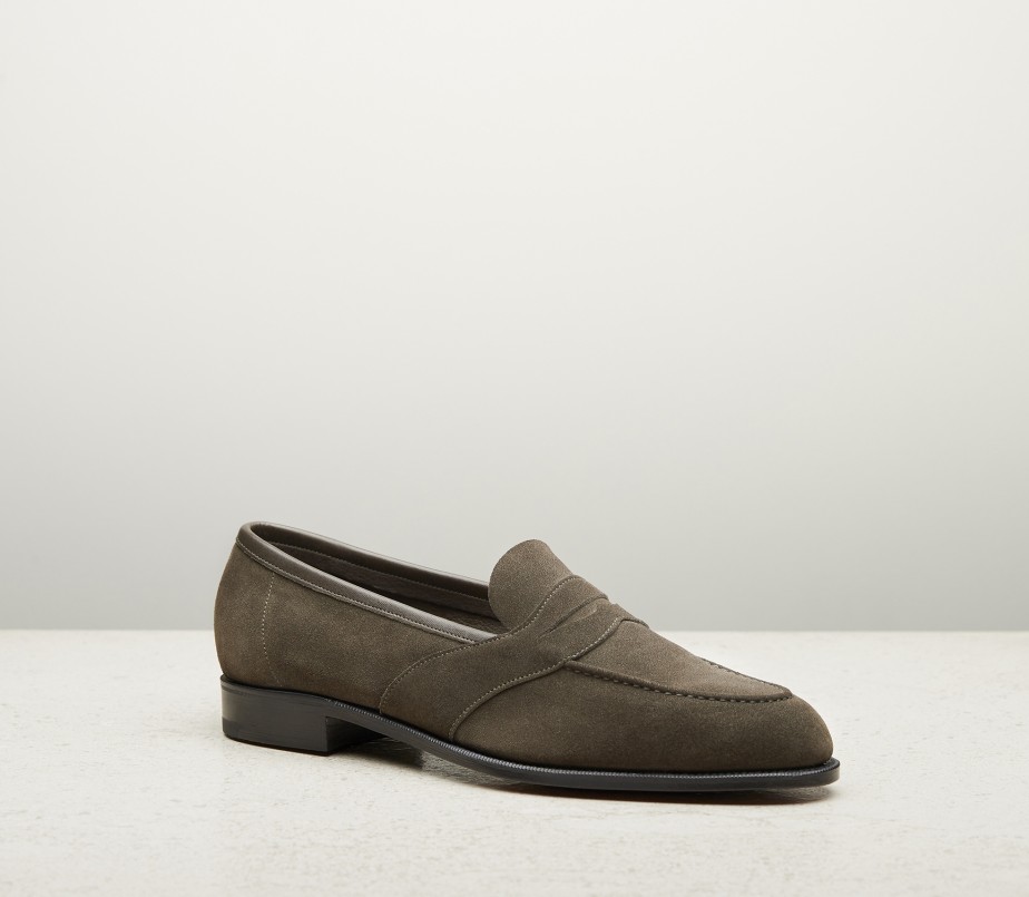edward green Montpellier Unlined 184 Last — moss suede with slim leather soles