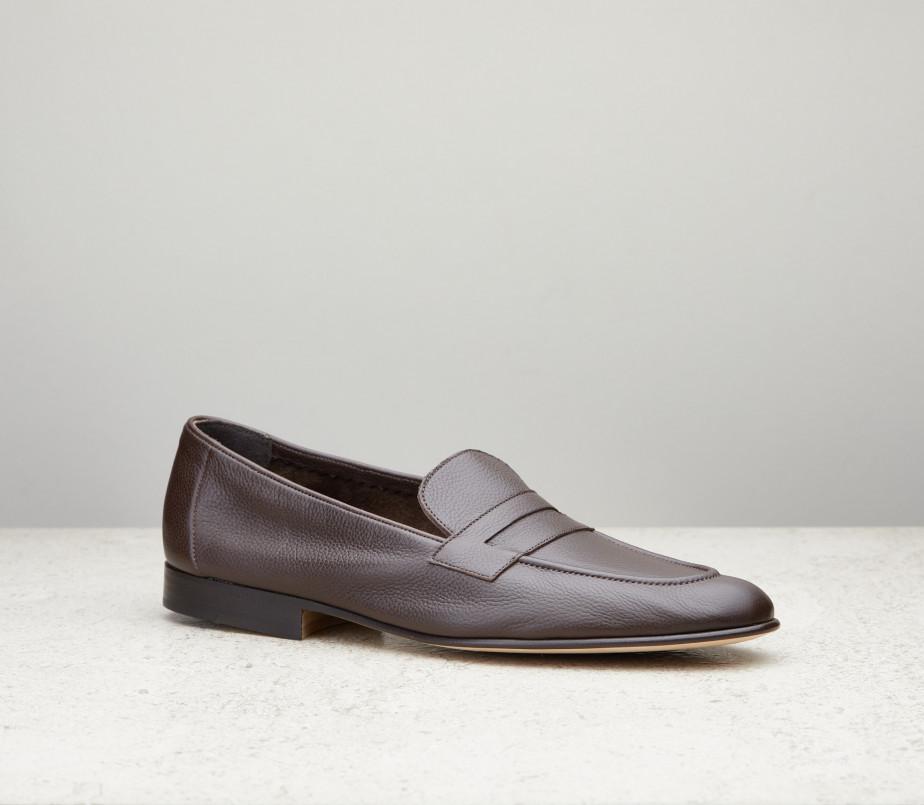 edward green Padstow 389 last — dark brown levant calf with flexible leather soles