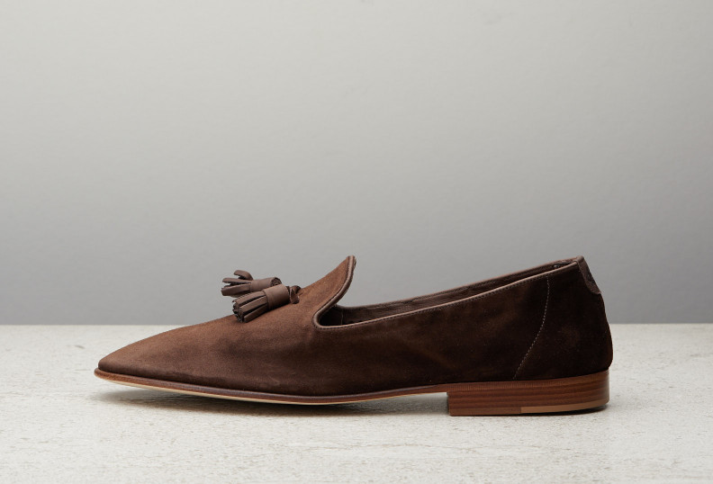 Edward Green Penzance 389 Last — Brown Pepper Baby Calf Suede With Leather Soles