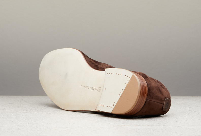 Edward Green Penzance 389 Last — Brown Pepper Baby Calf Suede With Leather Soles