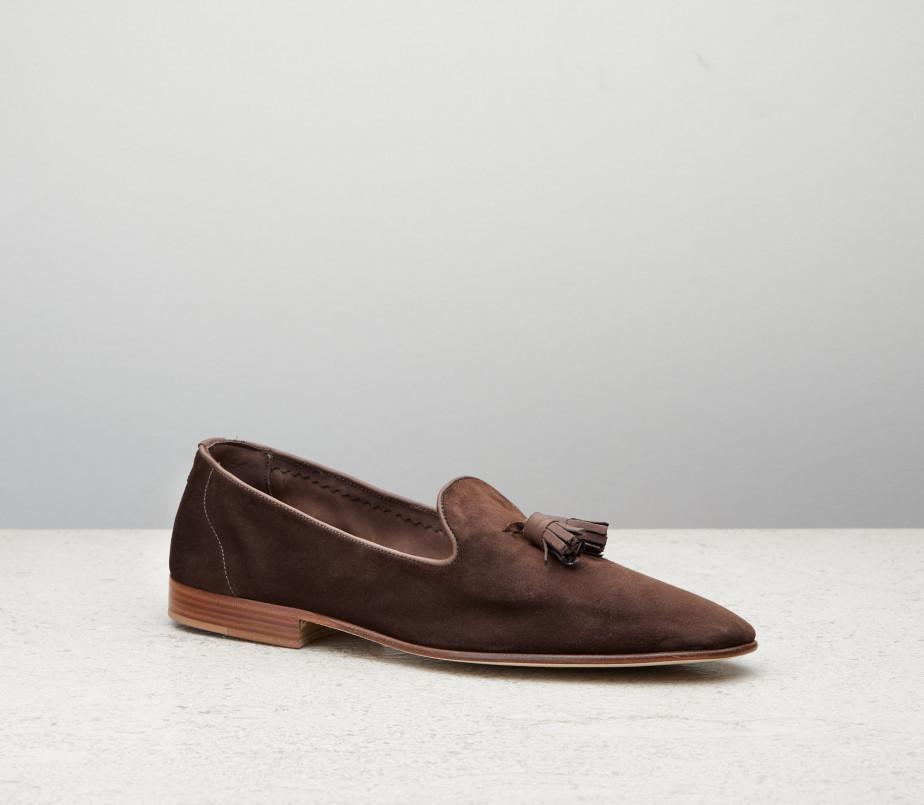edward green Penzance 389 Last — brown pepper baby calf suede with leather soles