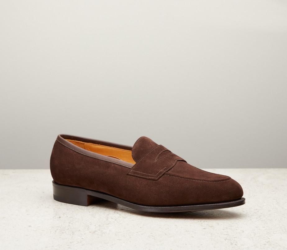 edward green Piccadilly 184 Last — mink suede with slim leather soles