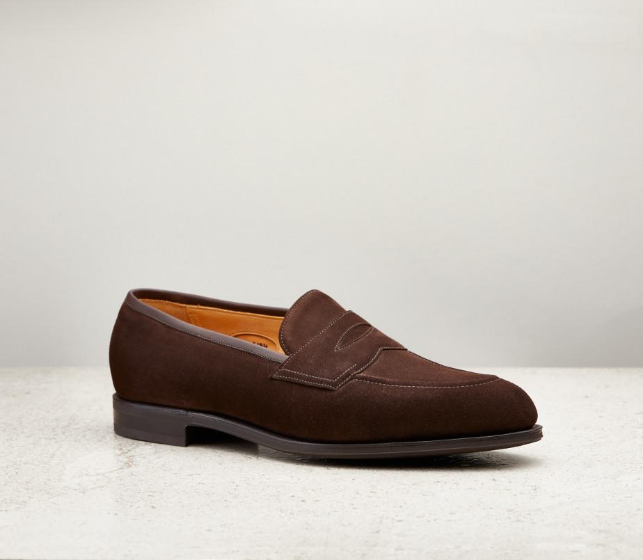 edward green Piccadilly 184 last — mink suede with slim rubber soles