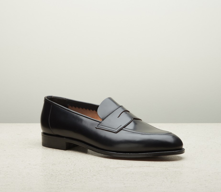 edward green Piccadilly Unlined 184 Last — black cordovan with slim leather soles