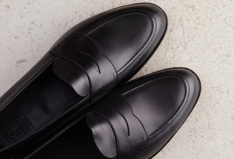 Edward Green Piccadilly Unlined 184 Last — Black Delapre With Slim Leather Soles