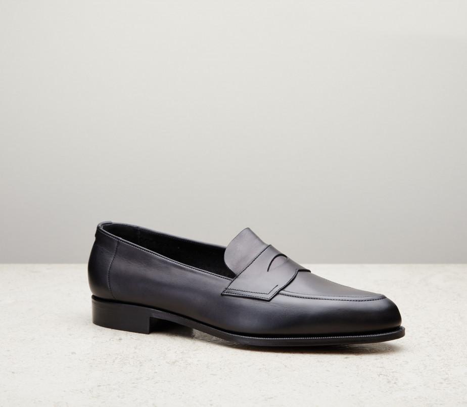 edward green Piccadilly Unlined 184 Last — black delapre with slim leather soles