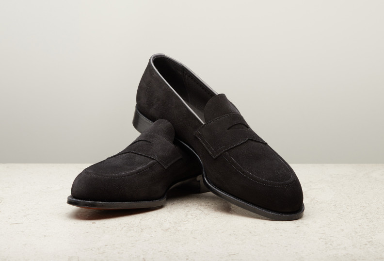 Edward Green Piccadilly Unlined 184 Last — Black Suede With Slim Leather Soles