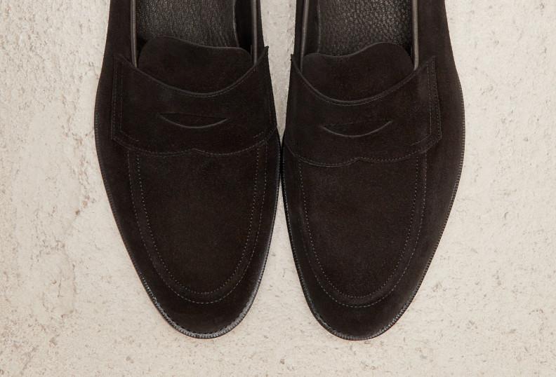 Edward Green Piccadilly Unlined 184 Last — Black Suede With Slim Leather Soles