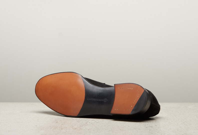 Edward Green Piccadilly Unlined 184 Last — Black Suede With Slim Leather Soles