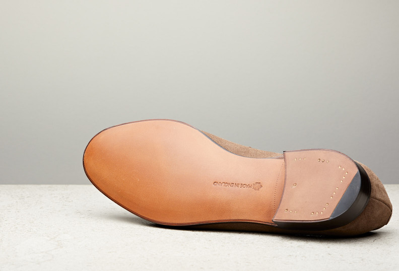 Edward Green Piccadilly Unlined 184 Last — Mole Suede With Slim Leather Soles