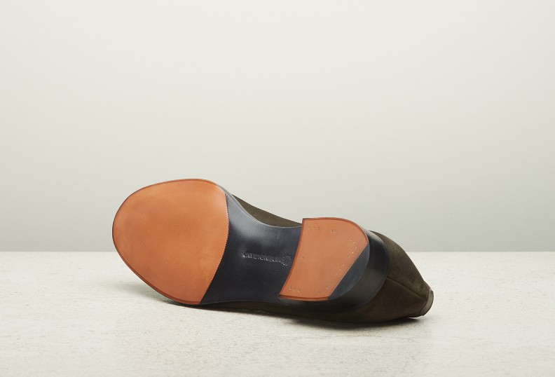 Edward Green Piccadilly Unlined 184 Last — Moss Suede With Slim Leather Soles
