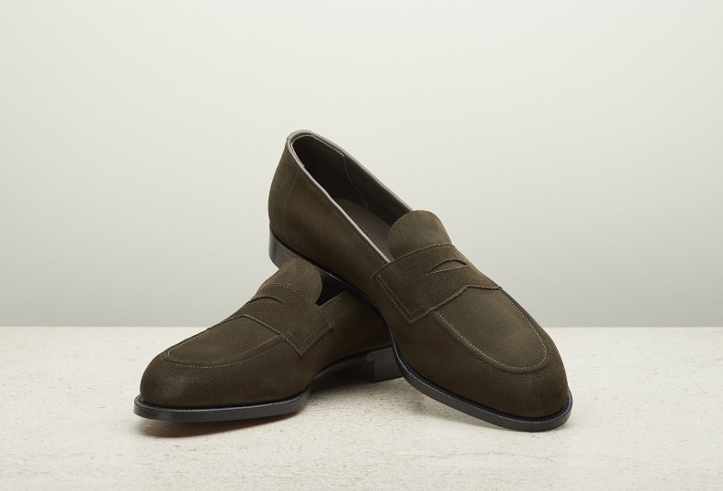 Edward Green Piccadilly Unlined 184 Last — Moss Suede With Slim Leather Soles