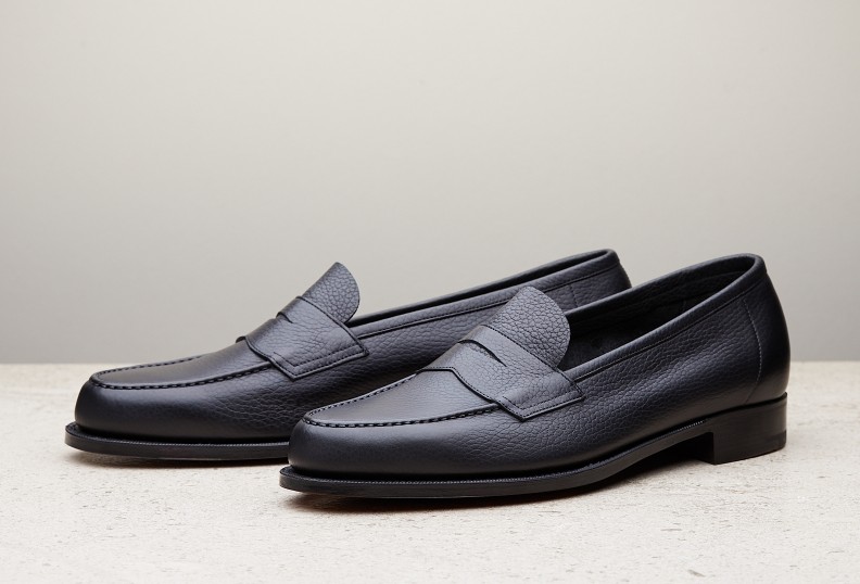 Edward Green Pimlico Unlined 125 Last — Black Cotswold Grain With Slim Leather Soles