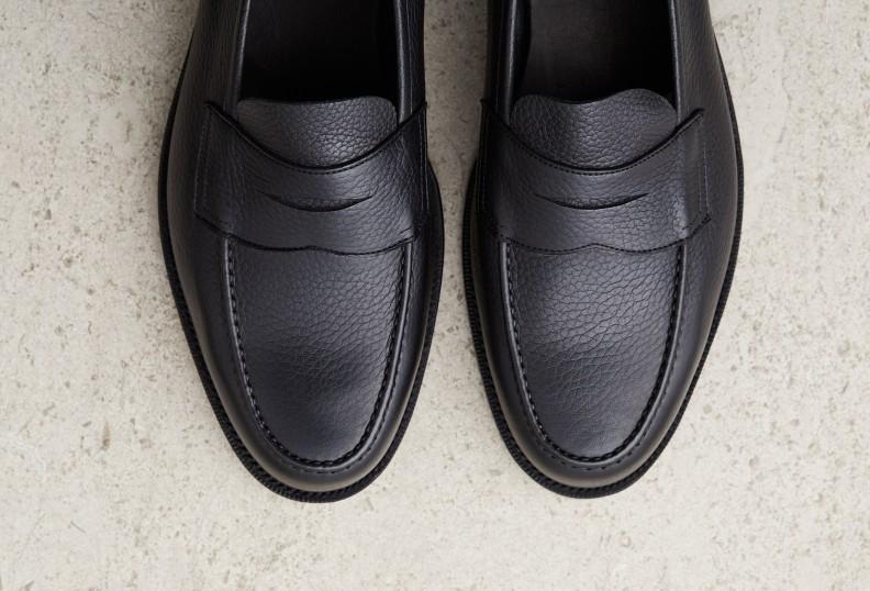 Edward Green Pimlico Unlined 125 Last — Black Cotswold Grain With Slim Leather Soles