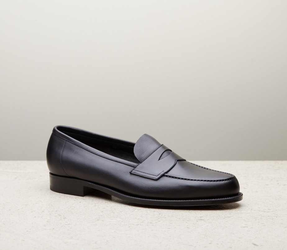 edward green Pimlico Unlined 125 Last — black delapre with slim leather soles