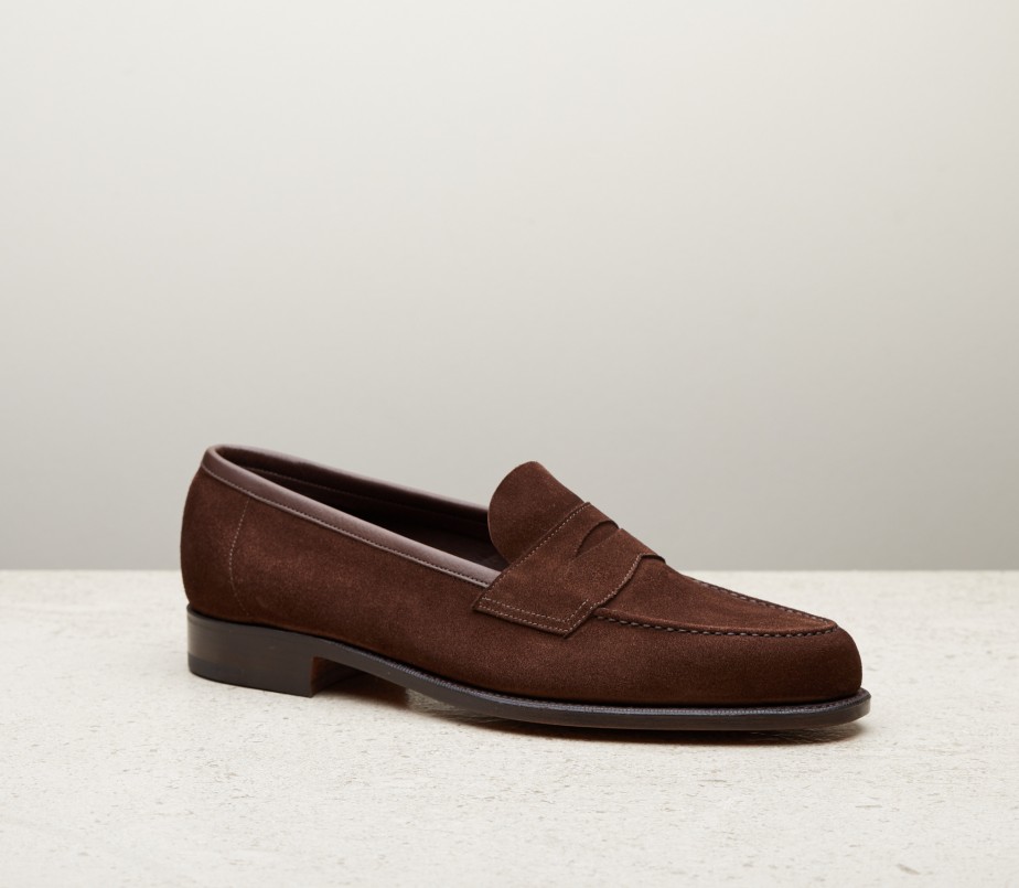 edward green Pimlico Unlined 125 Last — mink suede with slim leather soles
