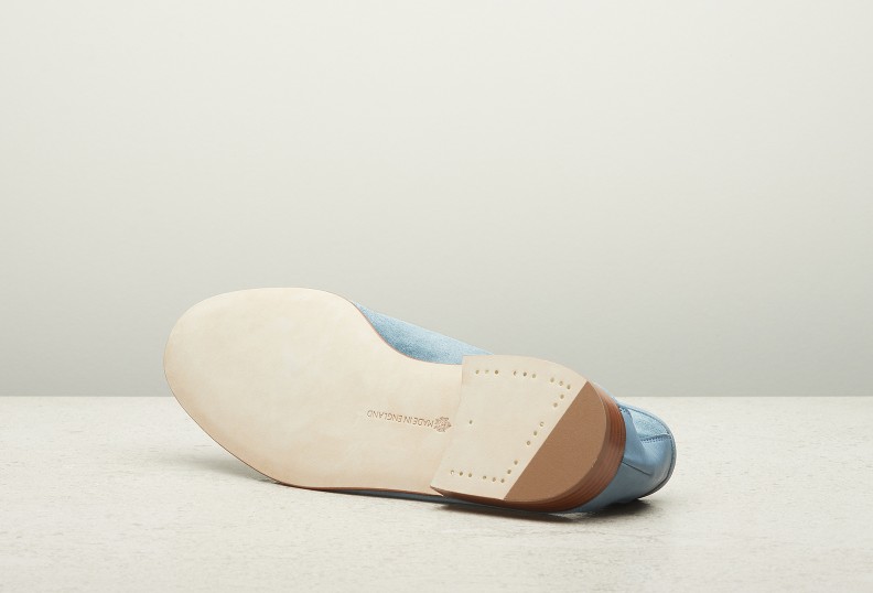 Edward Green Polperro 389 Last — Aqua Baby Calf Suede