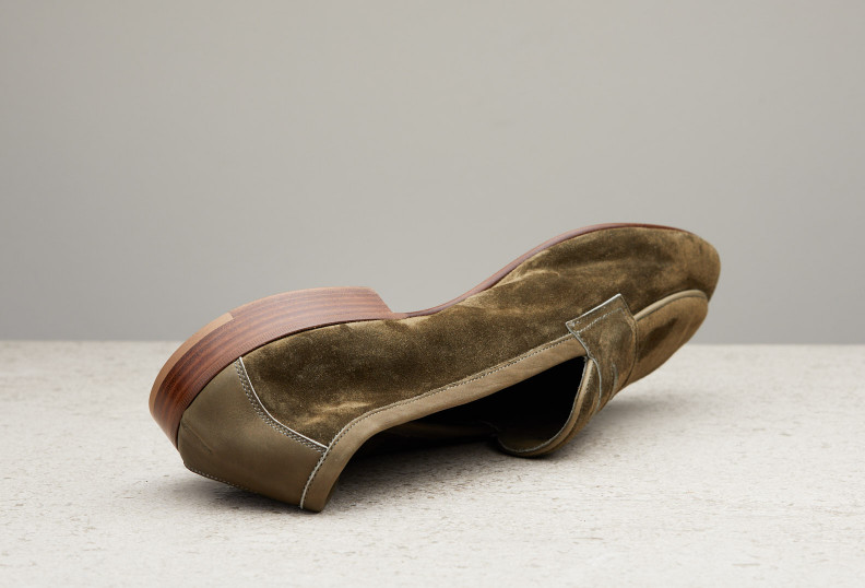 Edward Green Polperro 389 Last — Army Green Baby Calf Suede With Leather Soles