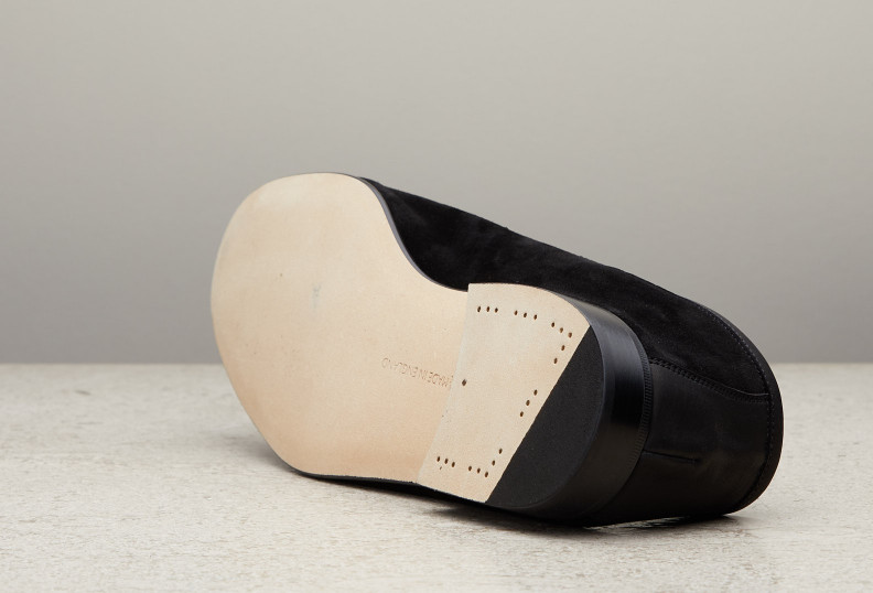 Edward Green Polperro 389 Last — Black Baby Calf Suede With Leather Soles