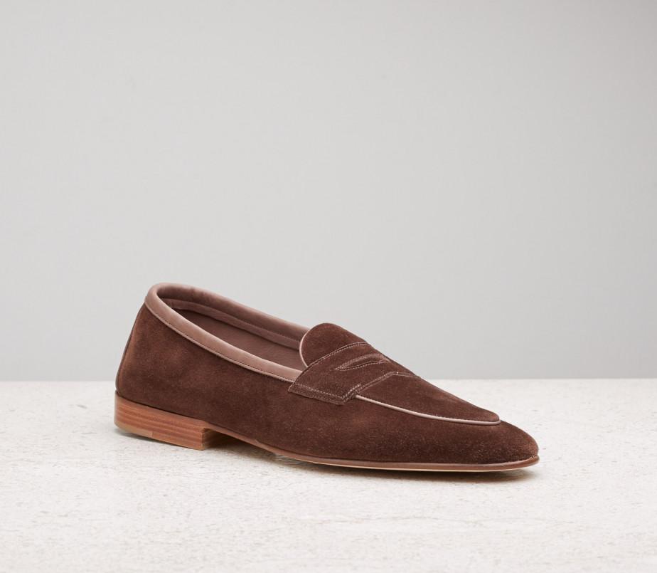 edward green Polperro 389 last — brown pepper baby calf suede with with flexible leather soles