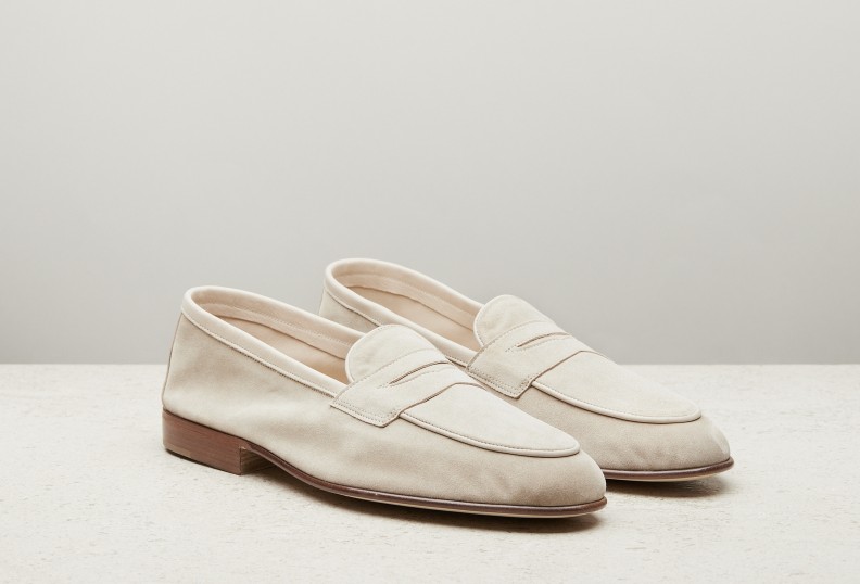 Edward Green Polperro 389 Last — Calico Baby Calf Suede With Leather Soles