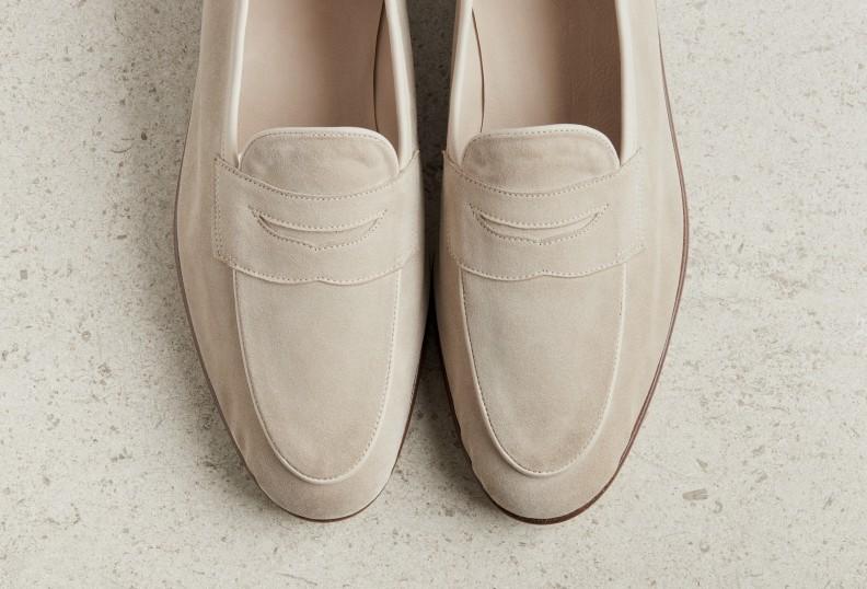 Edward Green Polperro 389 Last — Calico Baby Calf Suede With Leather Soles