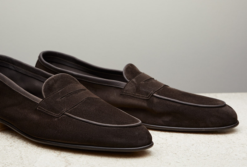 Edward Green Polperro 389 Last — Espresso Baby Calf Suede