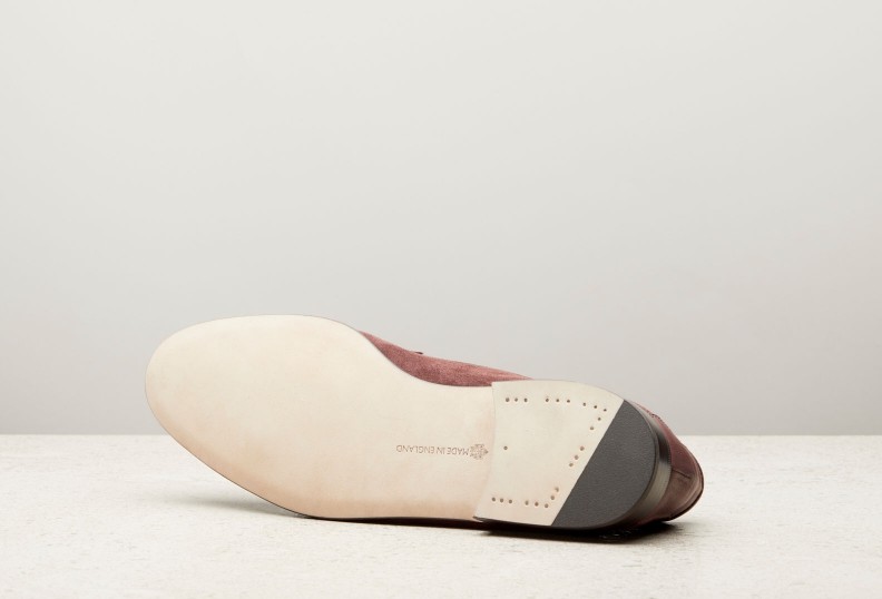 Edward Green Polperro 389 Last — Mulberry Baby Calf Suede With Leather Soles